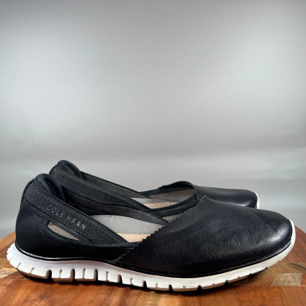 Cole Haan Zerogrand Stagedoor Ballet Flat Black Leather W02682 Womens 7B